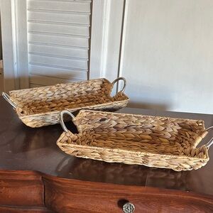 Woven Rectangular Baskets with Handles